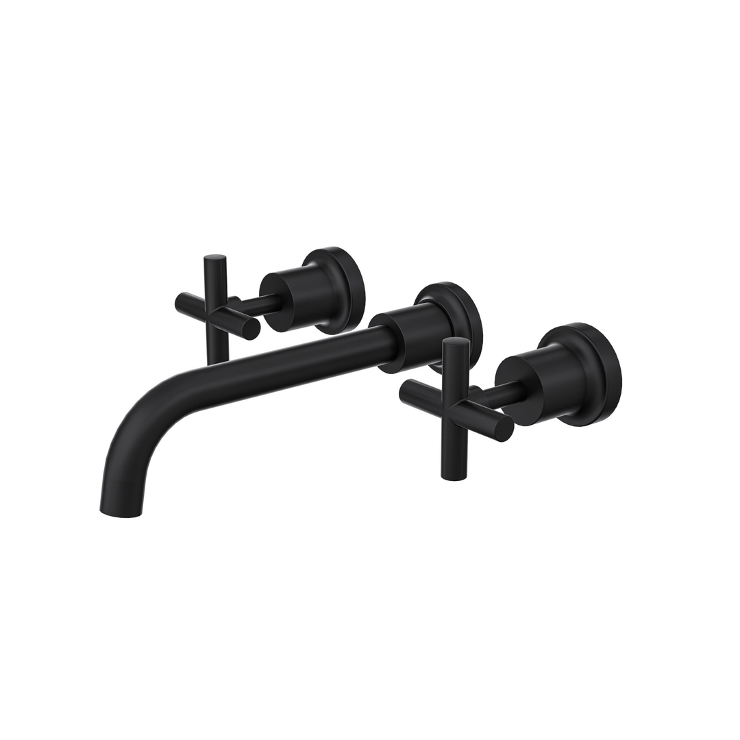 Linsol Tre Cross Handle Bath Set - Matte Black