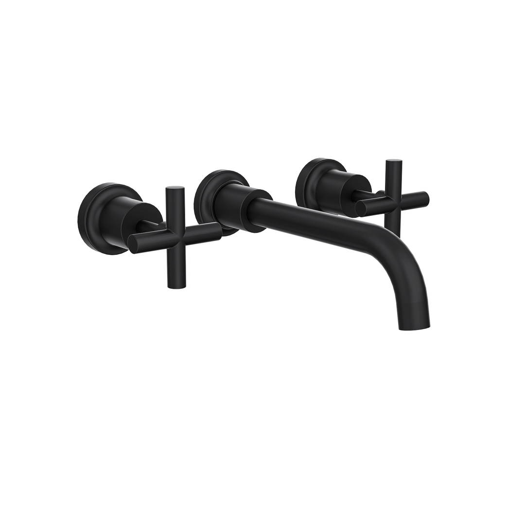 Linsol Tre Cross Handle Bath Set - Matte Black