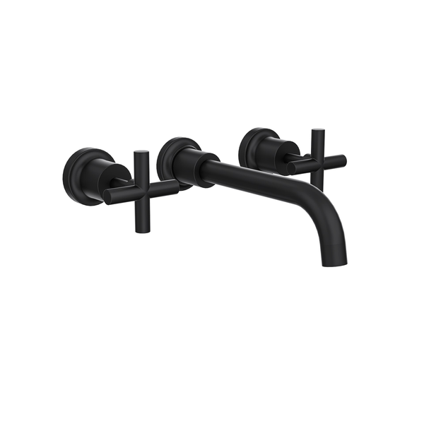 Linsol Tre Cross Handle Bath Set - Matte Black