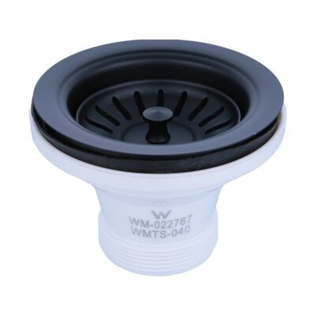 T&H 90 X 50Mm Matte Black On Stainless Steel Basket Waste & Long Thread