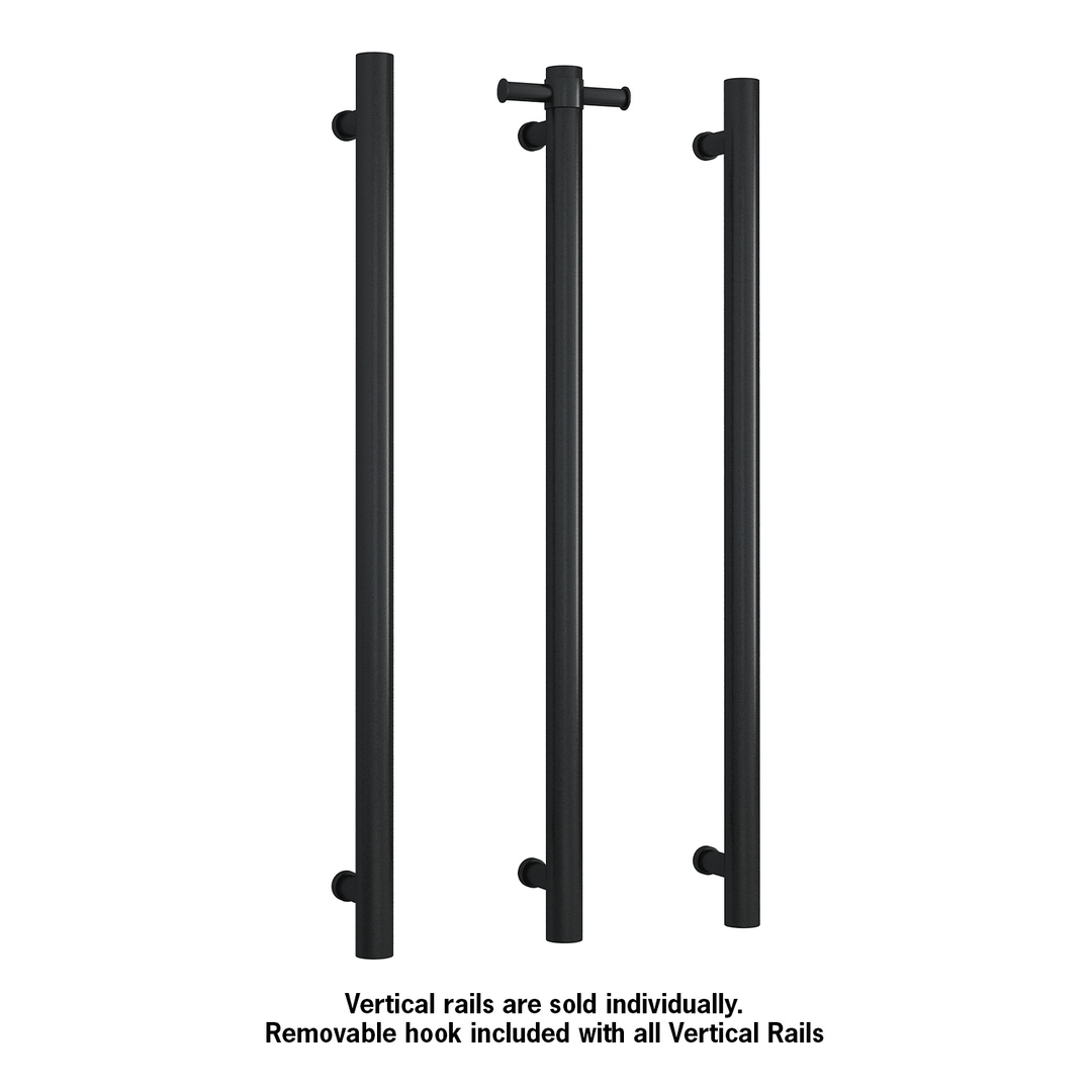 Thermogroup STRAIGHT/ ROUND 12VLT MATT BLACK VERTICLE TOWEL RAIL