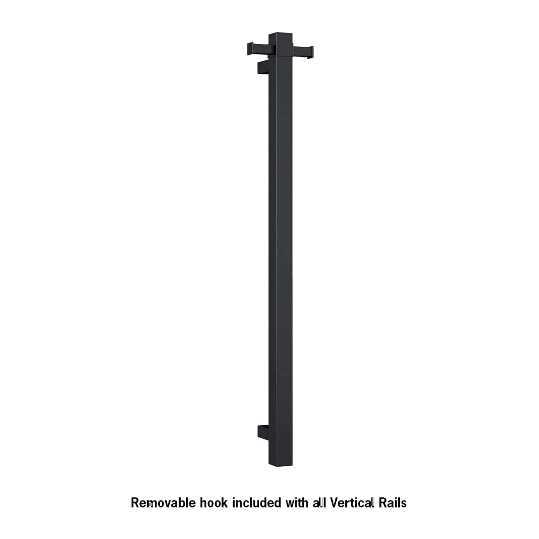 Thermorail Square 12Volt Vertical Bar 900X142X100Mm 29Wat With Optional Hook Matt Black