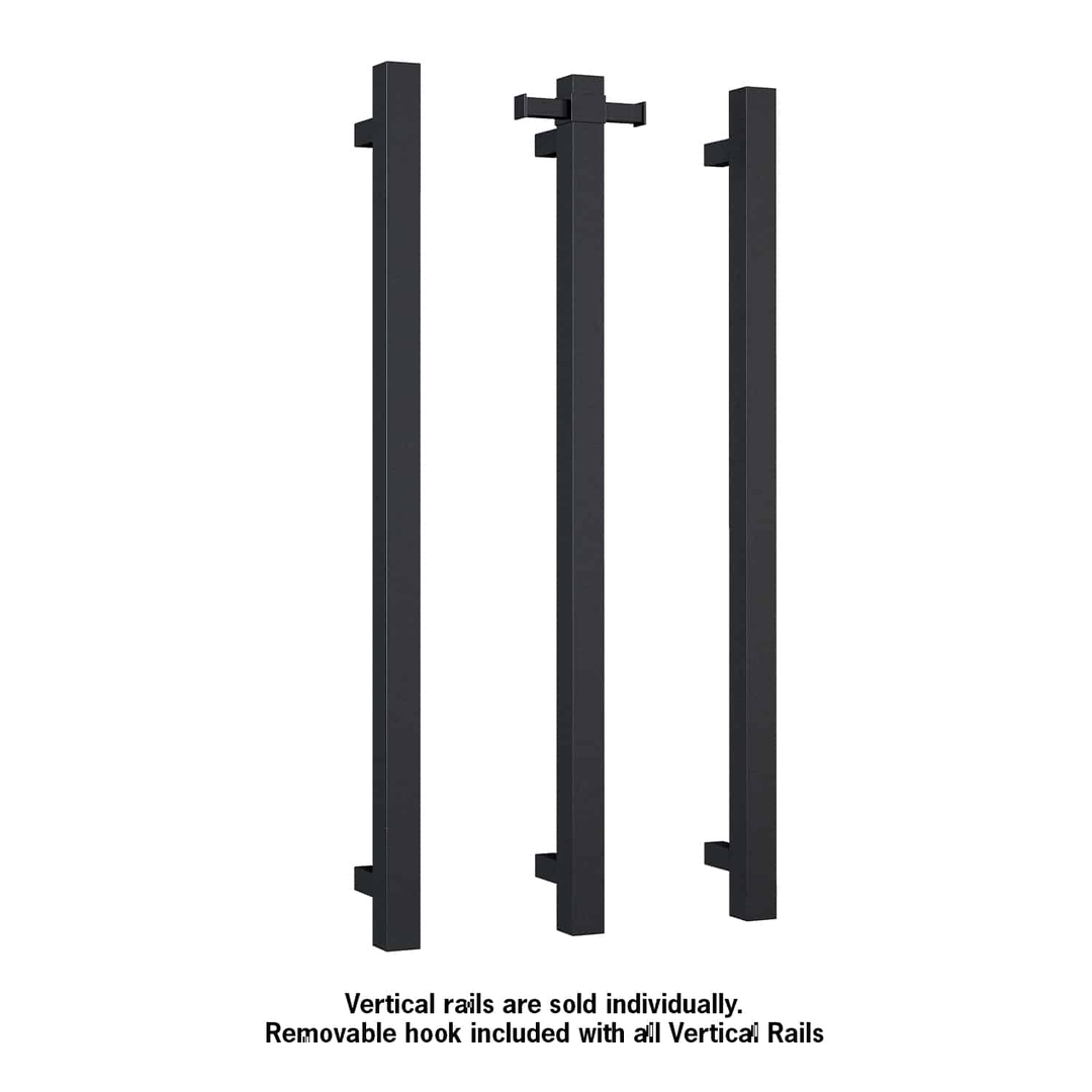 Thermorail Square 12Volt Vertical Bar 900X142X100Mm 29Wat With Optional Hook Matt Black