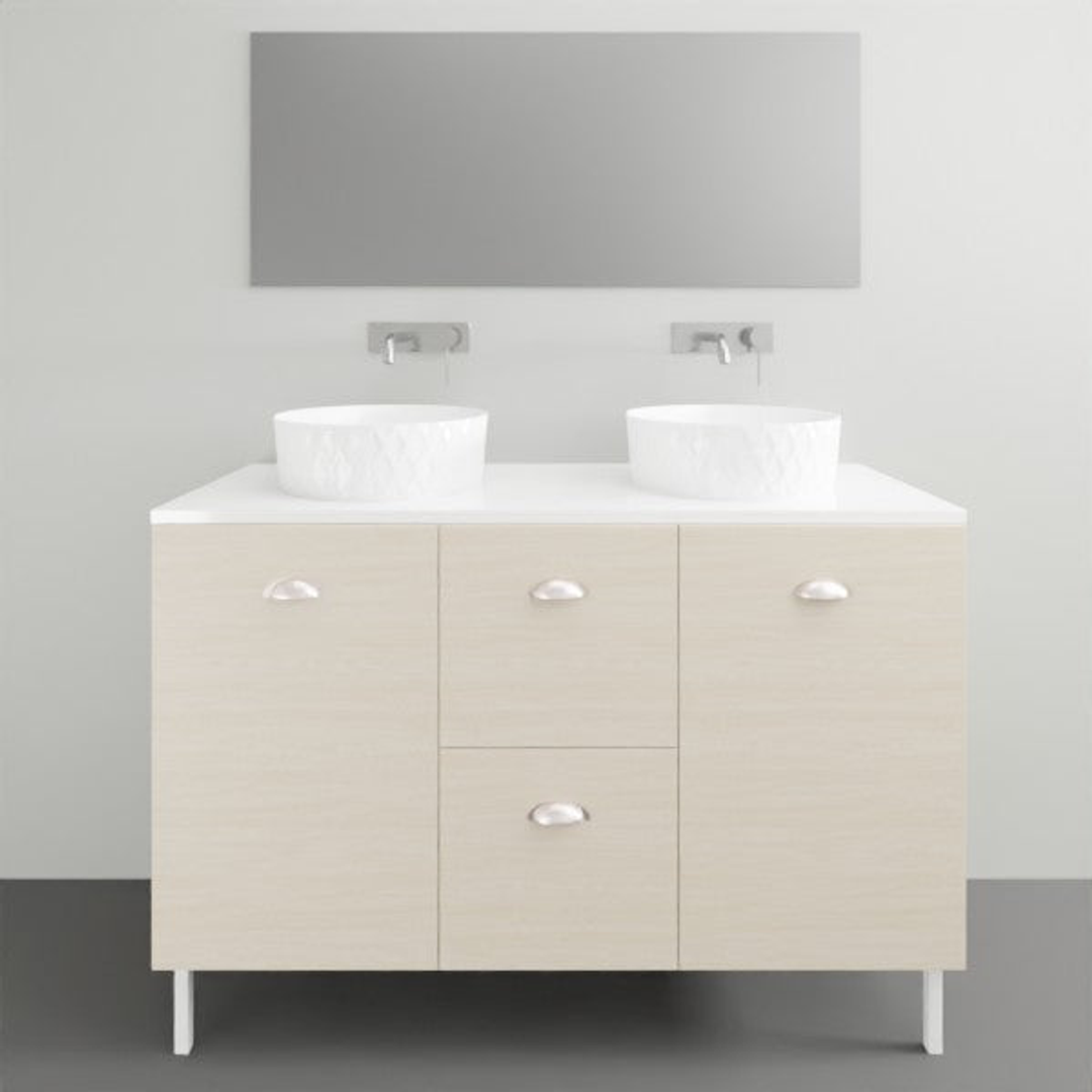 Timberline Nevada Vanity 1200 Silksurface Top Dbl White Gloss A/C Basin On Legs