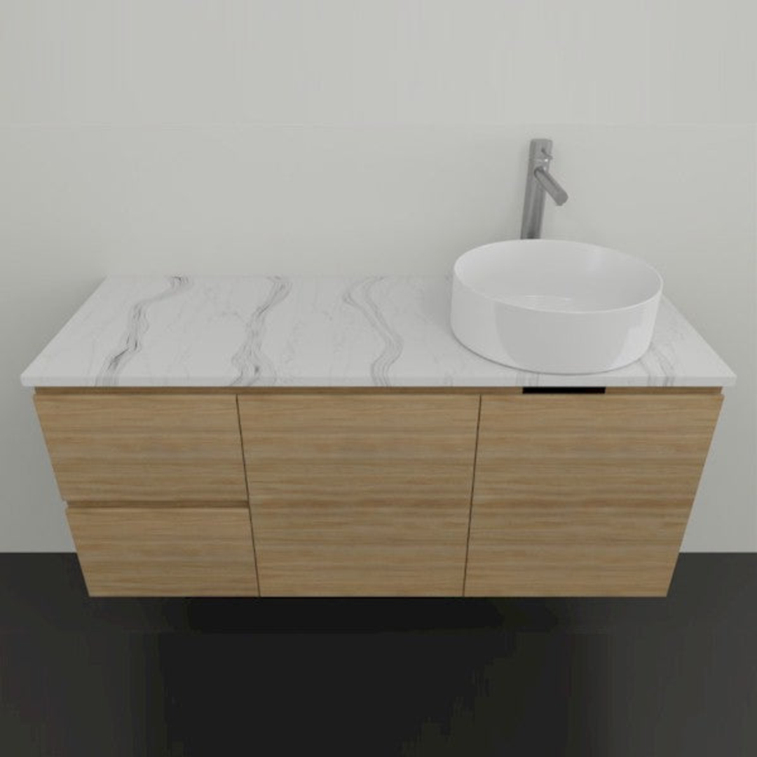 Timberline Nevada Vanity 1200mm Right Wg Basin Silksurface Ac Top Wall Hung