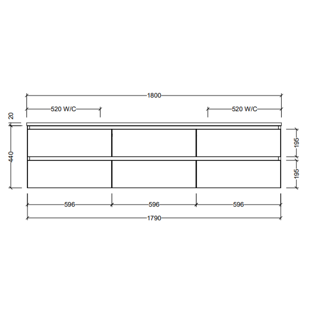 Timberline Ashton Wall Hung Vanity 1800mm Double Bowl Ston/Timbr/Freestyle/Silk Top & Above Counter Basin