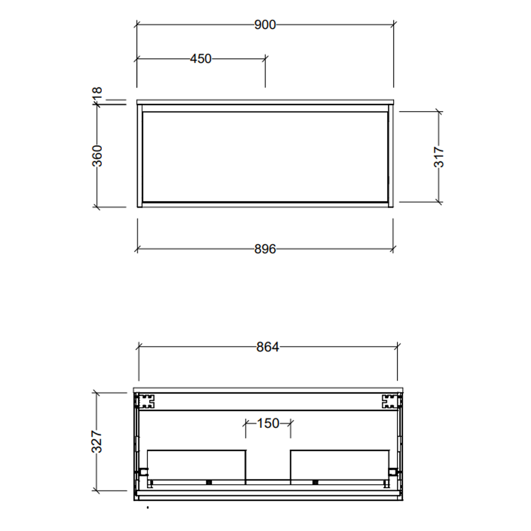 Timberline Delaware Wall Hung Vanity 900mm