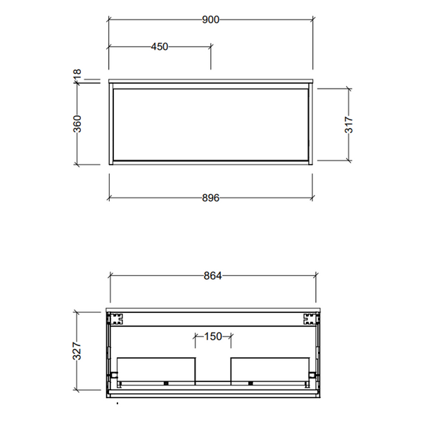 Timberline Delaware Wall Hung Vanity 900mm