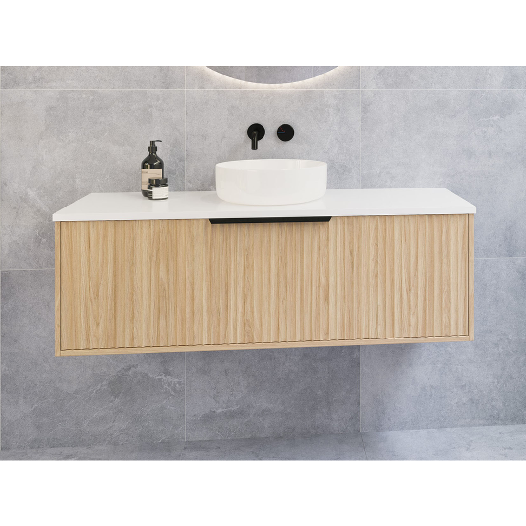 Timberline Elwood Vanity 1200mm Centre Wg Basin Silksurface Uc Top Wall Hung