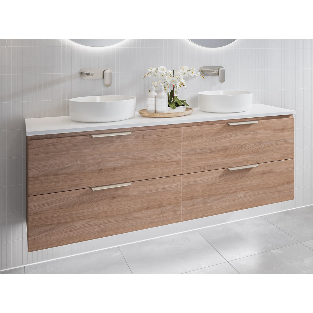 Nevada Plus Vanty Wall Mounted 1800mm Double Bowl Silk Surface top and Basins