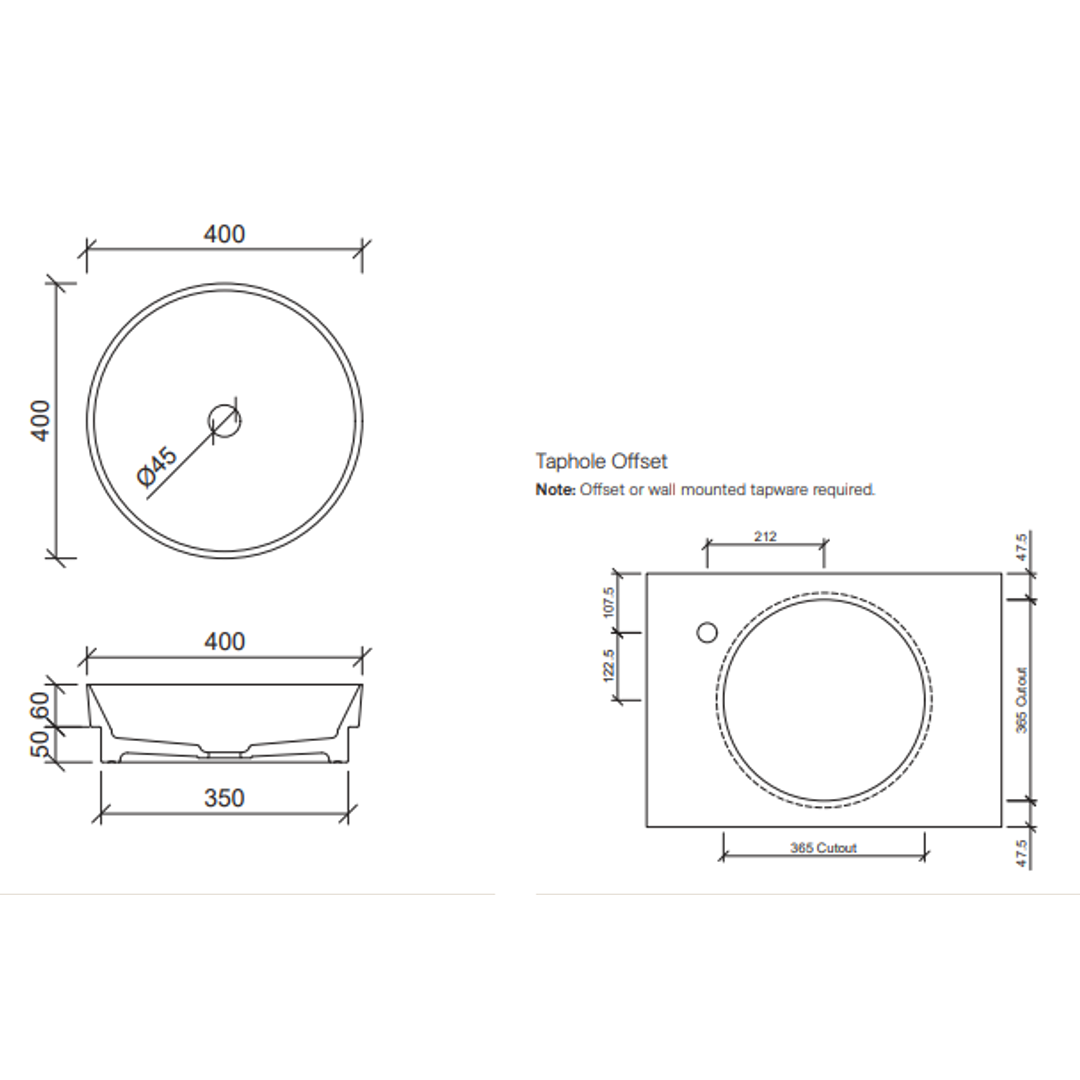 Timberline Allure Above Counter Ceramic Basin Matte Blue