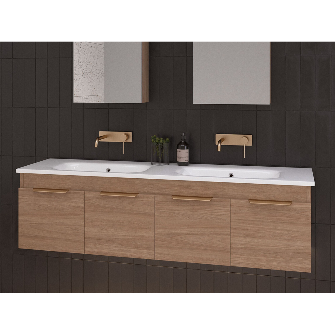 Timberline Rockford Wall Hung Vanity 1500mm Double Bowl