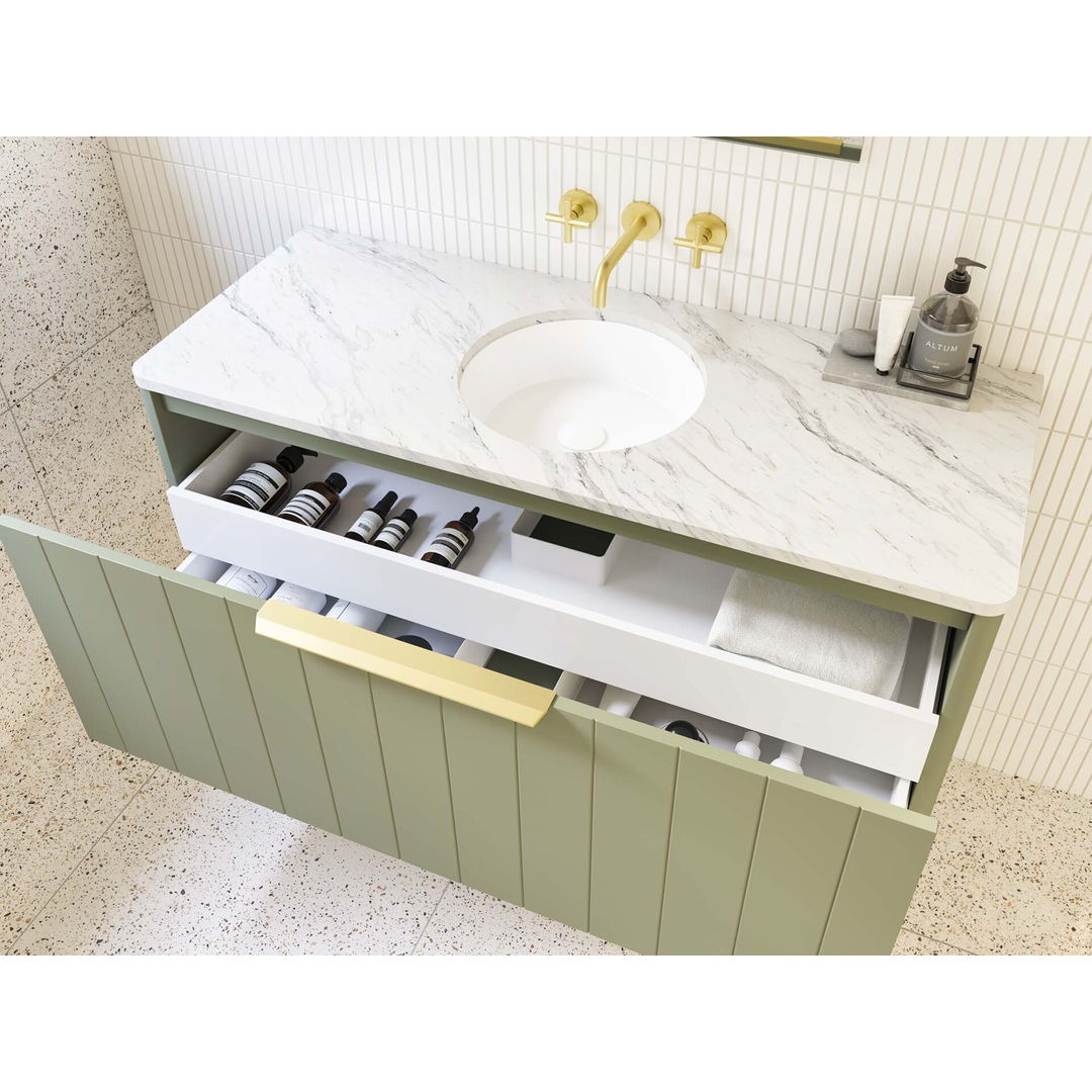 TIMBERLINE SABA VANITY 1200MM CENTRE WG BASIN SILKSURFACE AC TOP WALL HUNG