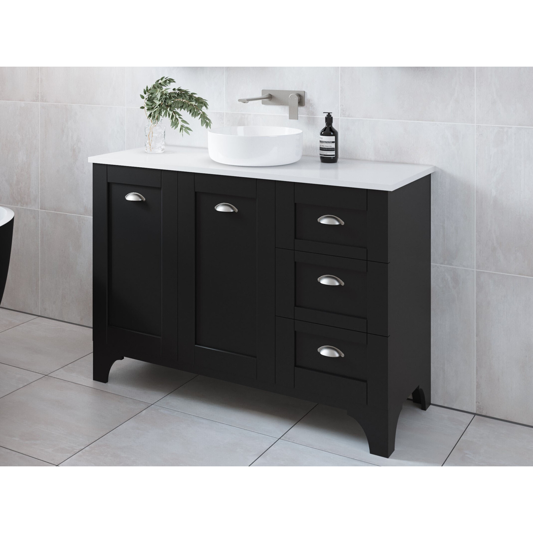 TIMBERLINE WINDSOR VANITY 1200MM CENTRE WG BASIN SILKSURFACE AC TOP FLOOR STANDING