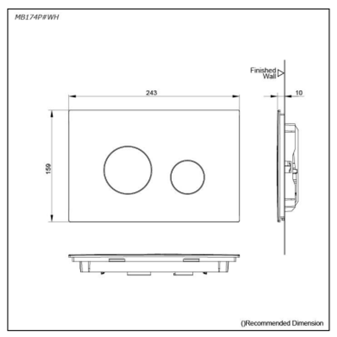 TOTO In-Wall Flush Panel ABS Matt White MB170P#WH