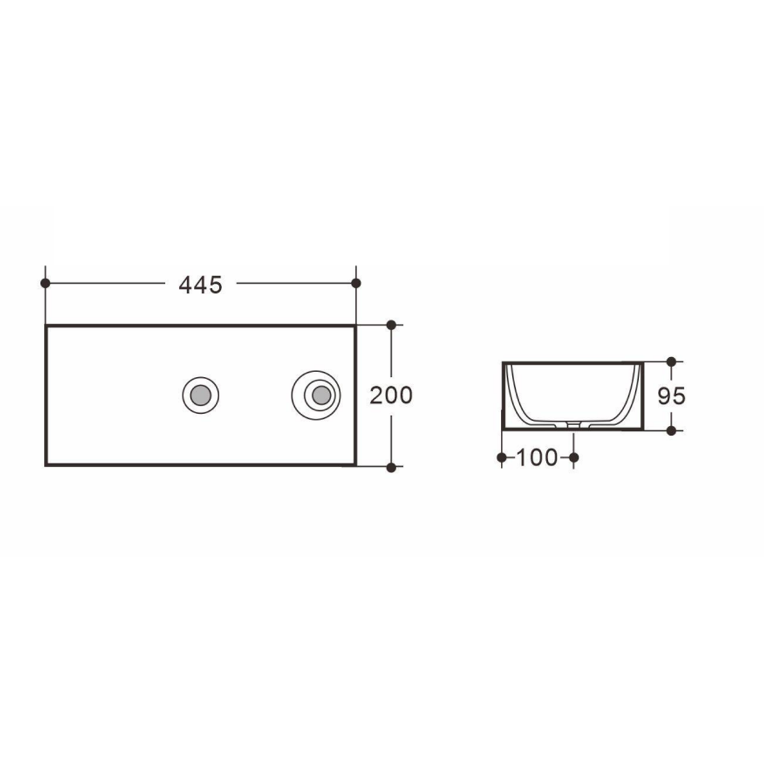 Tyrrell Gloss White Wall Hung Basin 445 X 200 X 95mm