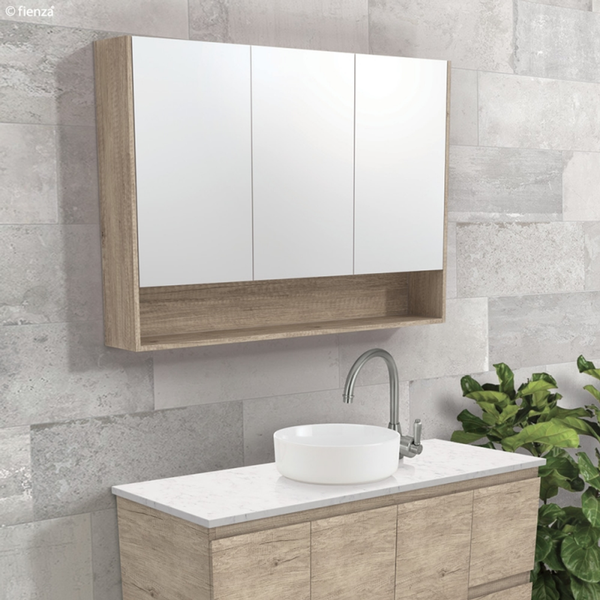 Fienza Universal Mirror Cabinet 750Mm With Display Shelf Scandi Oak Psc750Ss