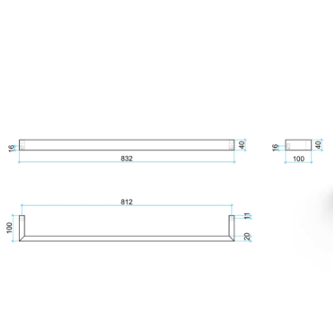 Thermorail UNHEATED STRAIGHT/SQUARE SINGLE BARS 832X40X100MM 1 BARS(THERMOGRP P#:USS8)
