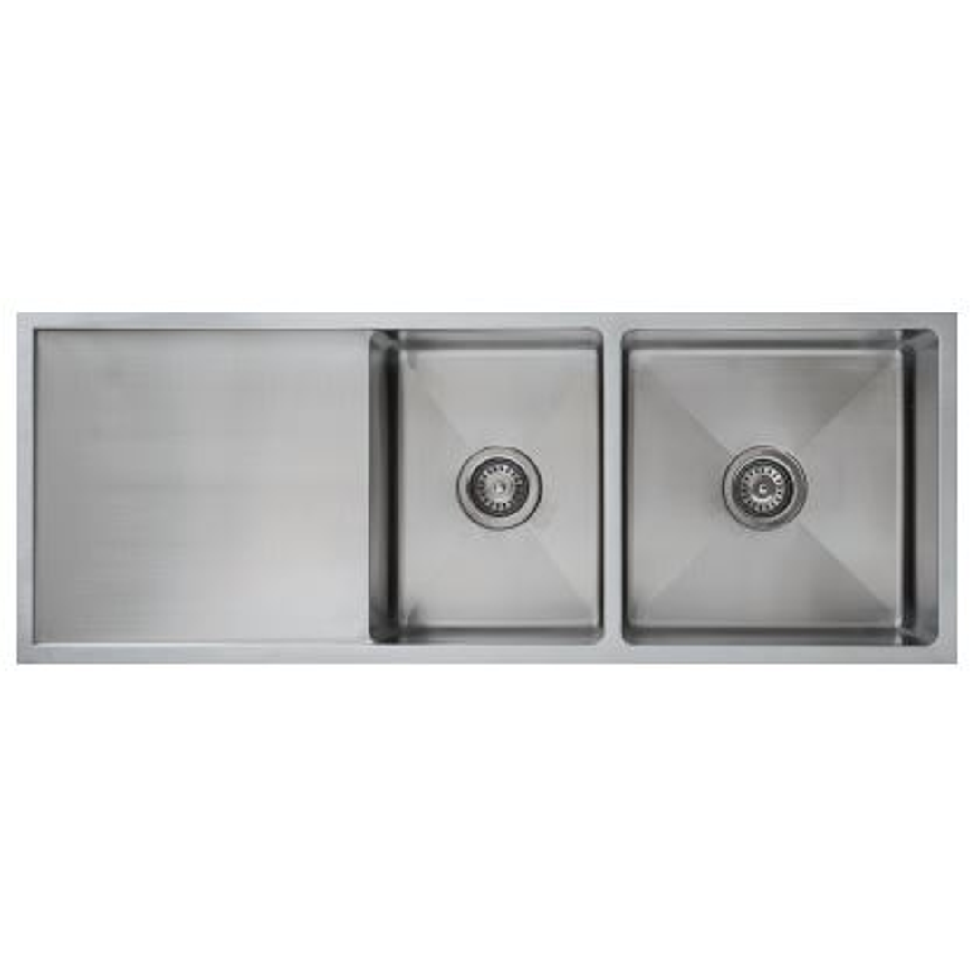 Interchange Uptown 250 Double Bowl Sink & Drainer Radius Corner - 1200 X 450 X 250