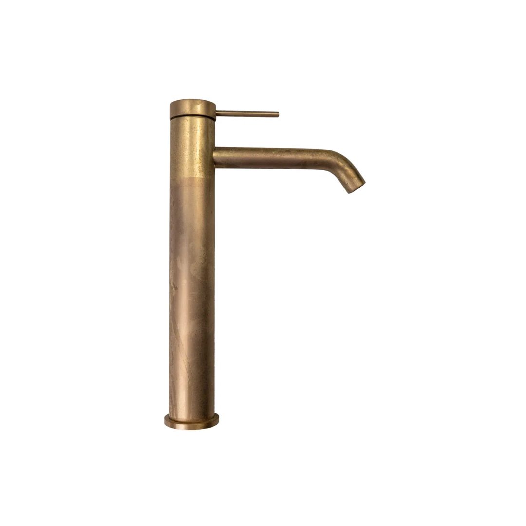 Bella Vista Lvb Mica Tall Basin Mixer Curved Spout Living Brass