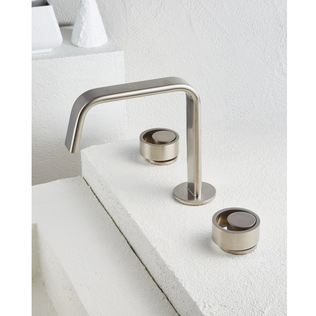Abey Piazza 3Pc Basin Set Square Brushed Nickel
