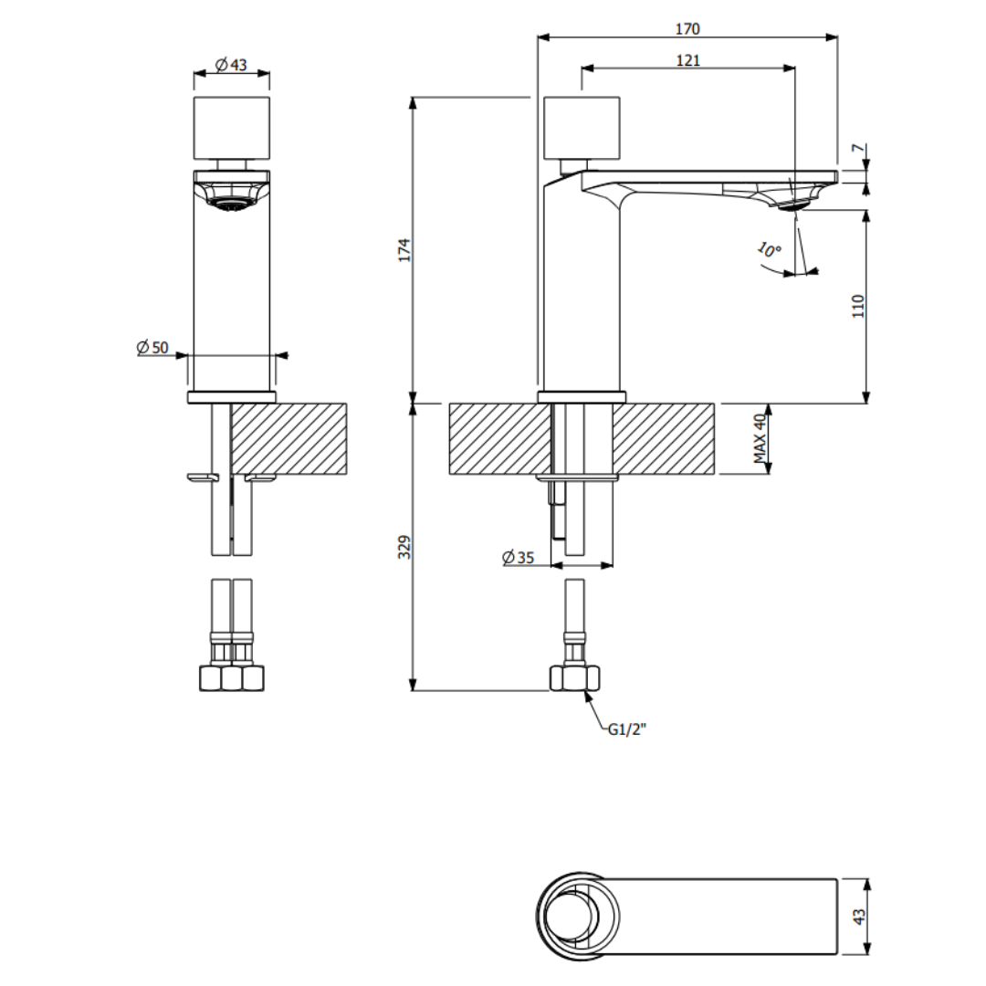 Abey Piazza Basin Mixer Light Gold Pvd