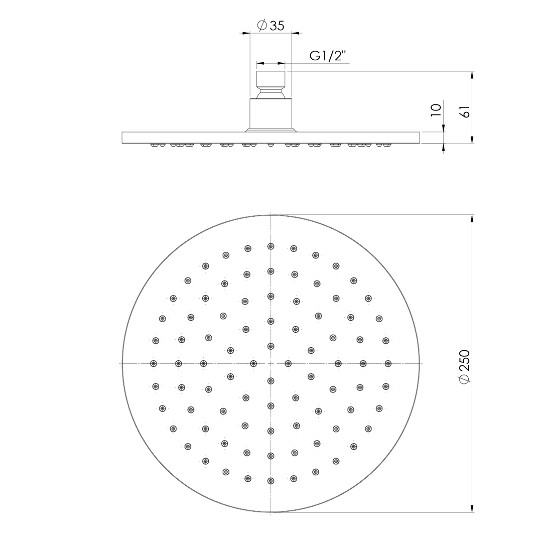 Phoenix Vivid Shower Rose 250mm Round - Chrome