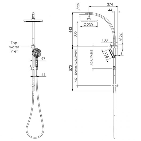 Phoenix Vivid Twin Rail Shower Chrome V726Chr