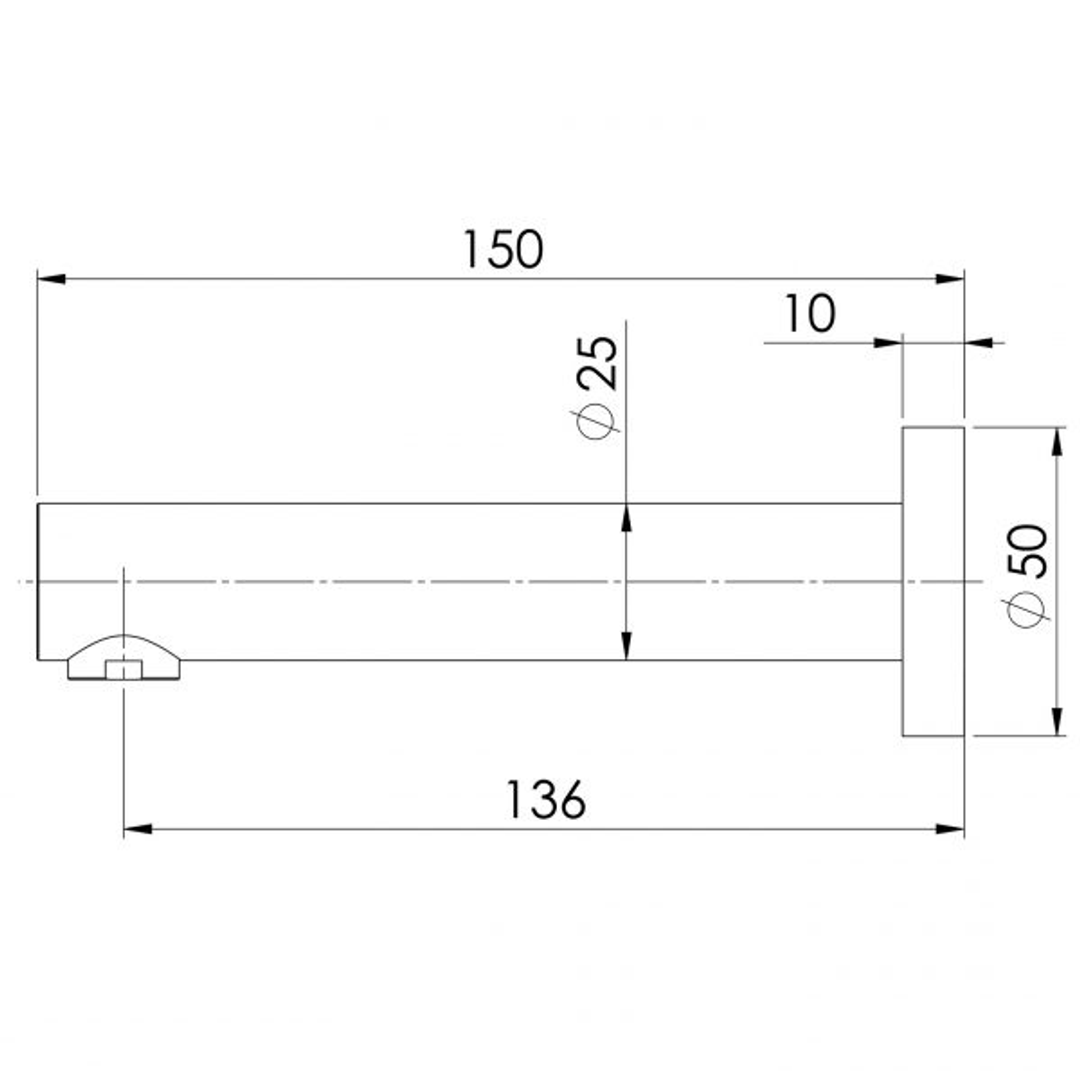 Phoenix Vivid Wall Bath Outlet 150Mm - Chrome