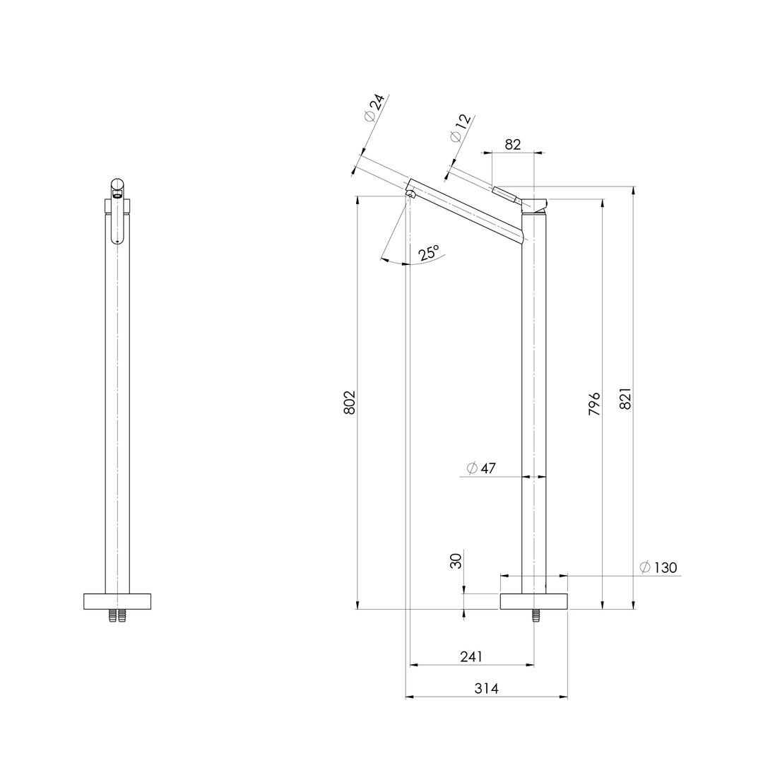 Phoenix Vivid Floor Mounted Bath Mixer - Chrome