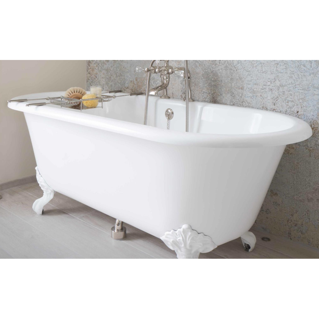V+A Cheshire Freestanding Bath Quarrycast White Ball & Claw Feet 1744mm