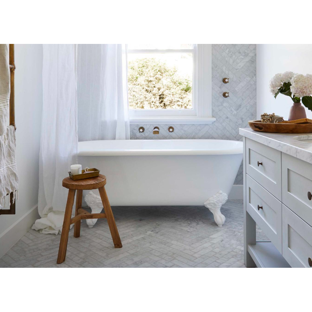 V+A Cheshire Freestanding Bath Adjustable Brushed Nickel Ball & Claw Feet 1744mm