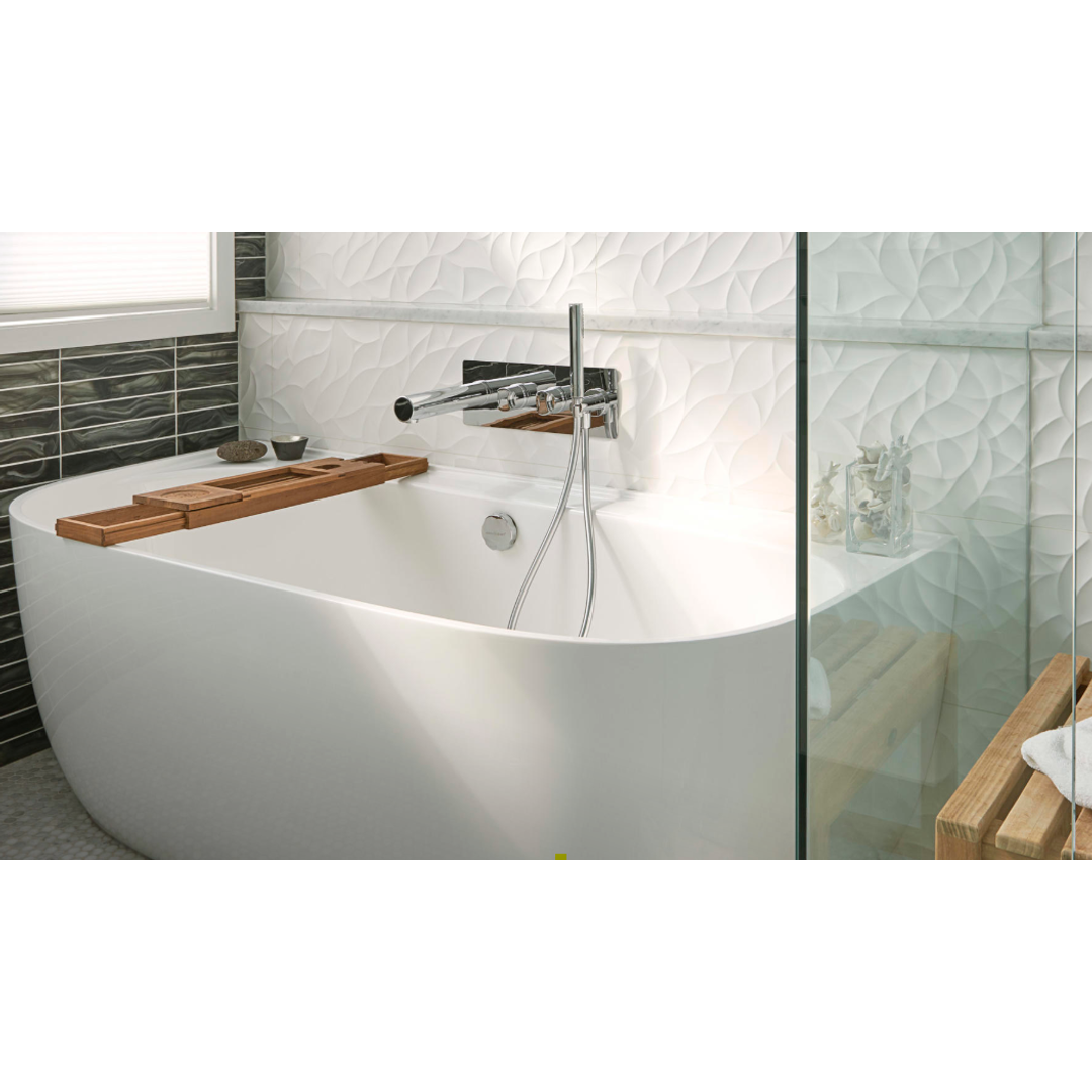 V+A Eldon Freestanding Back To Wall Bath No Overflow Quarrycast White 1749mm
