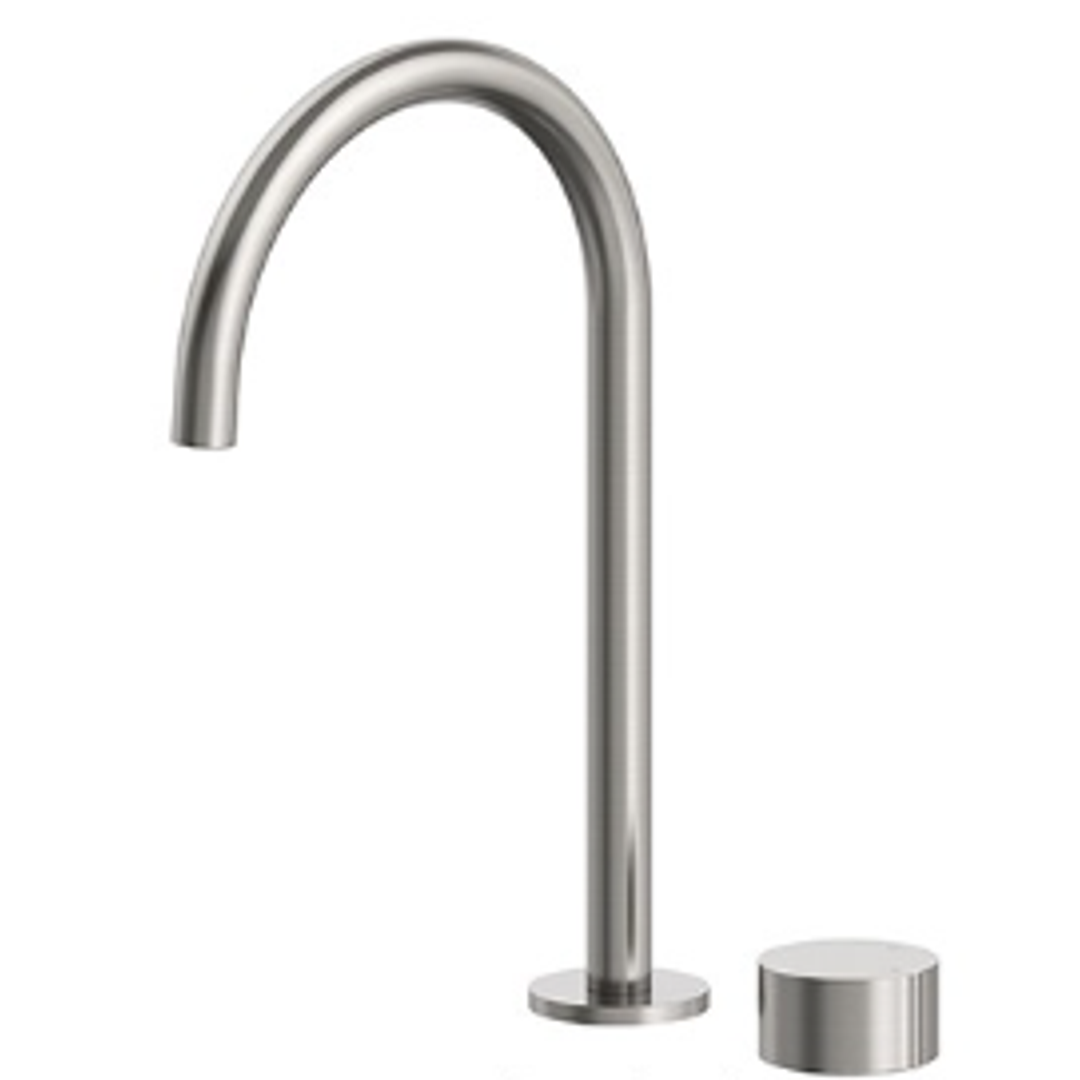 Streamline Venn 2 Hole Fixed Arch Spout Basin Mixer Brushed Nickel