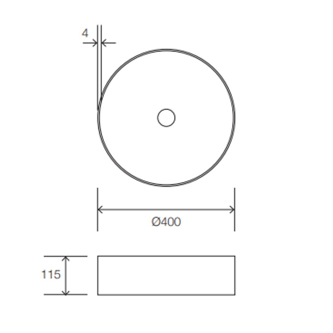 Streamline Venn 400Mm Steel Above Counter Basin S/Steel