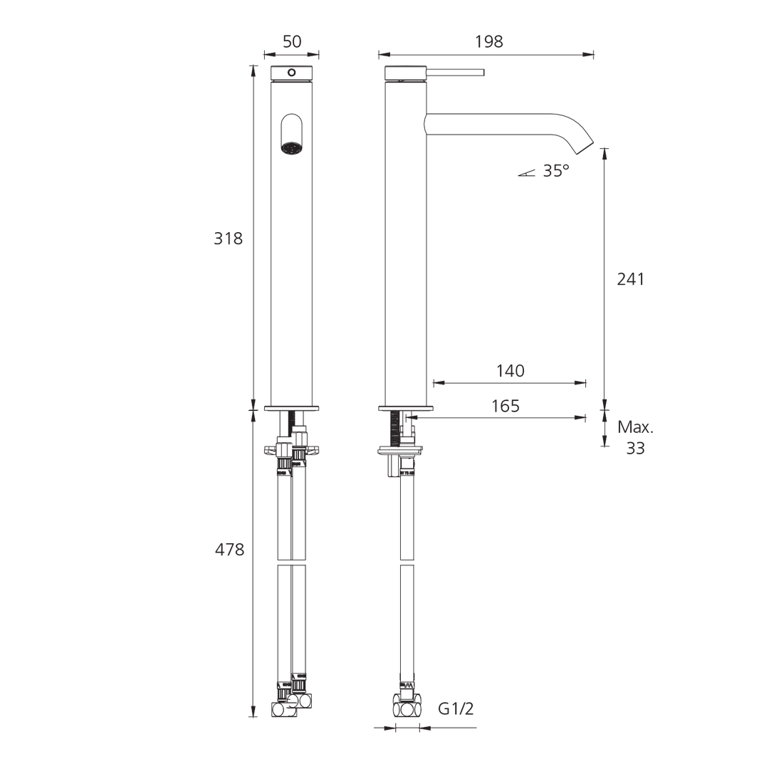 Oliveri VE104503FCG Venice Basin Tower Curved Classic Gold