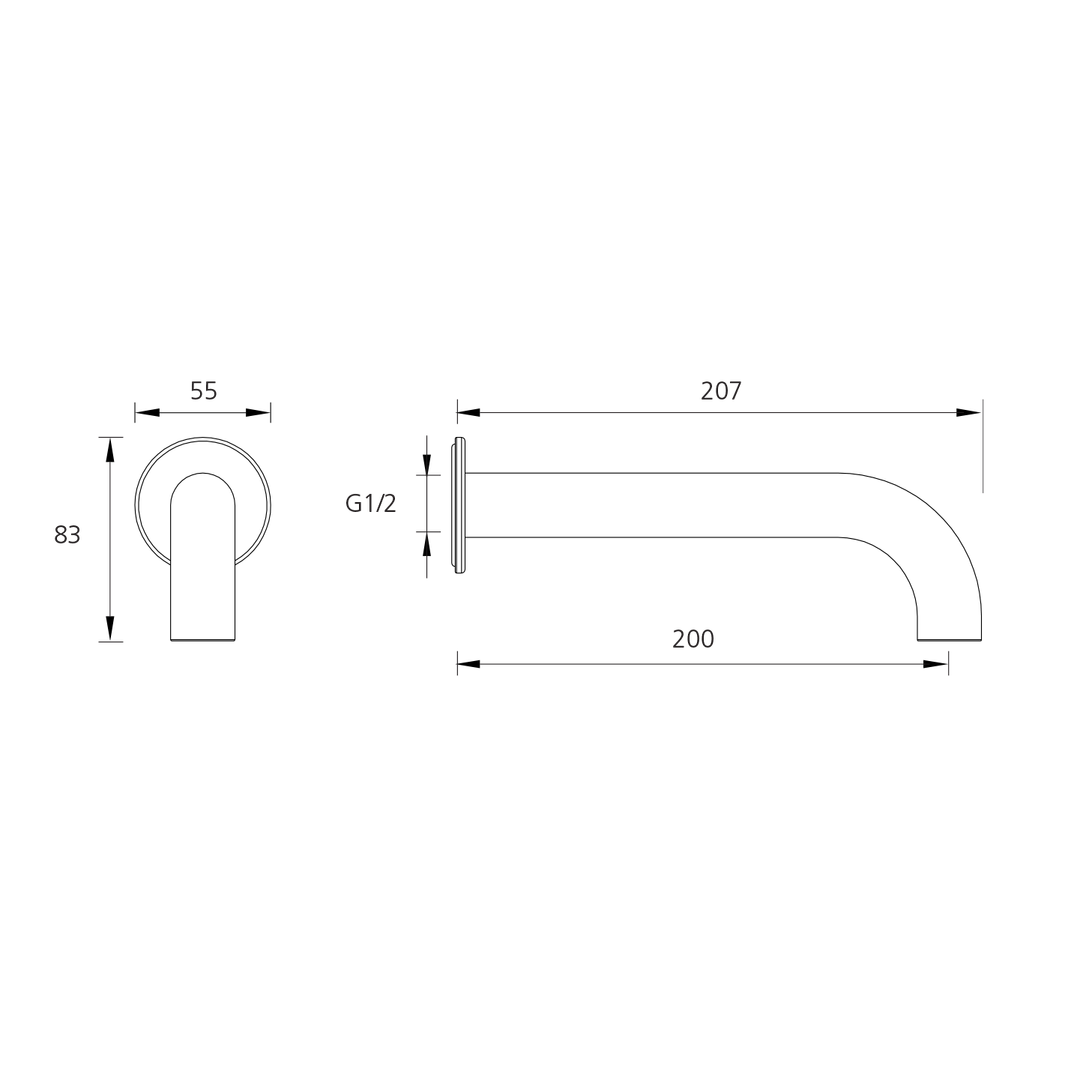 Oliveri VE105204FBN Venice Spout 200 Curved Brushed Nickel