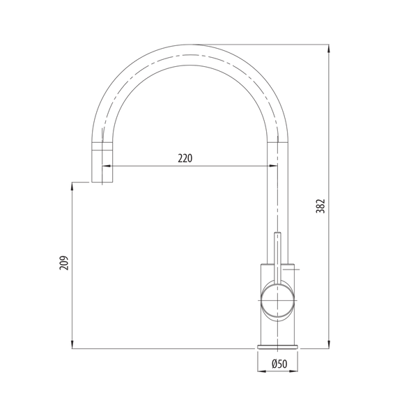 Oliveri VE520FMB-P Venice P-Out Gooseneck Mixer Matte Black LEAD FREE
