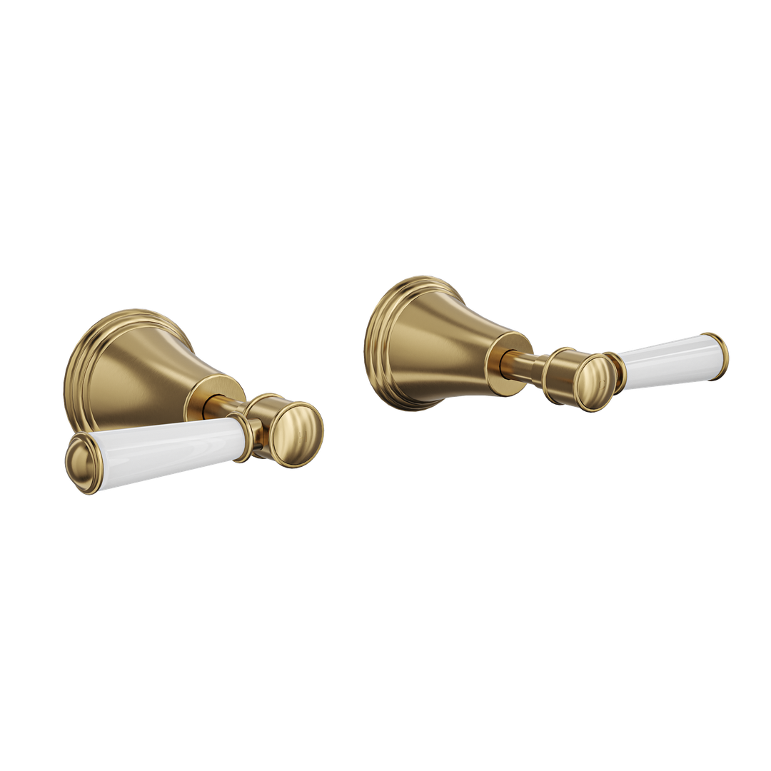 Linsol Vintage Lever Handle Wall Top Assemblies - Brushed Brass
