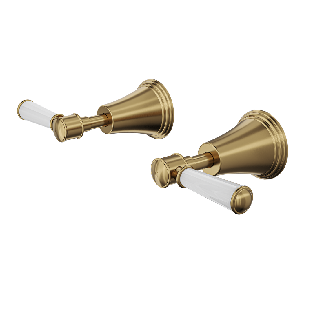 Linsol Vintage Lever Handle Wall Top Assemblies - Brushed Brass