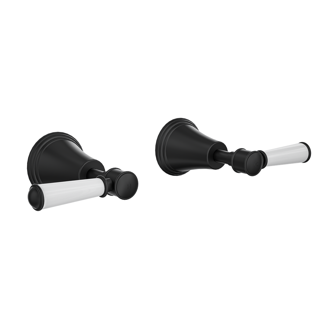 Linsol Vintage Lever Handle Wall Top Assemblies - Matte Black
