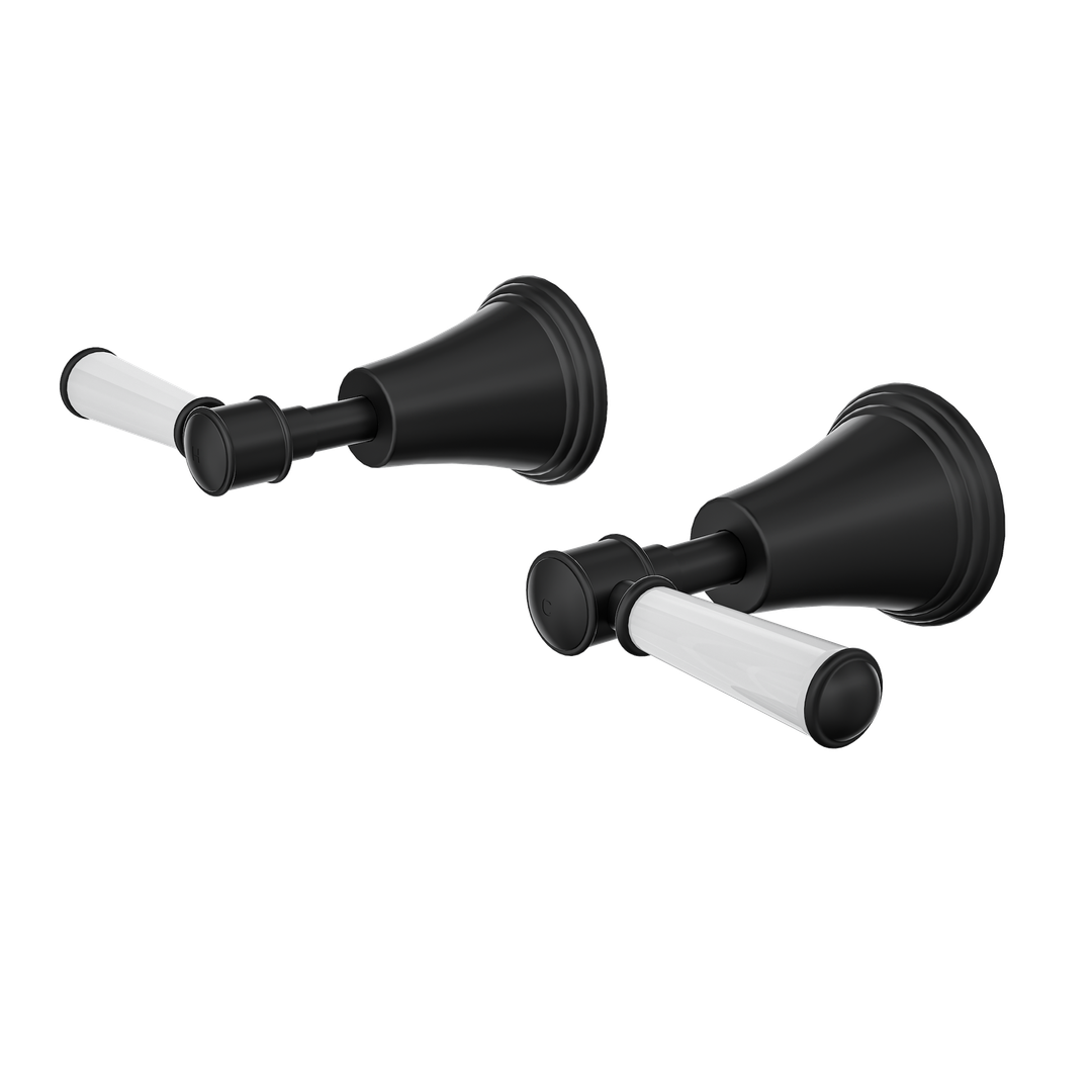 Linsol Vintage Lever Handle Wall Top Assemblies - Matte Black