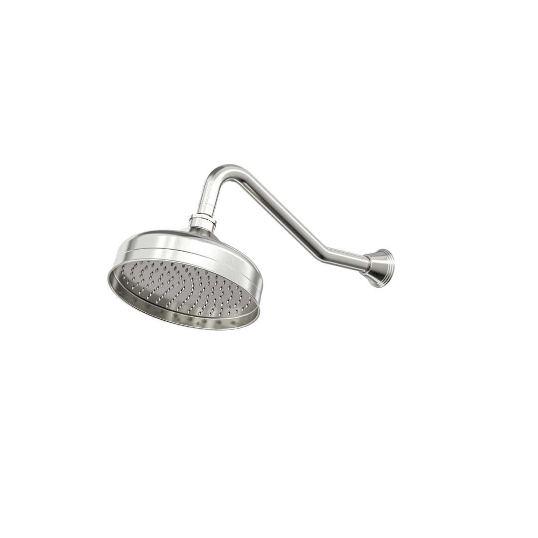 Linsol Vintage Brass Shower Head And Wall Arm - Brushed Nickel
