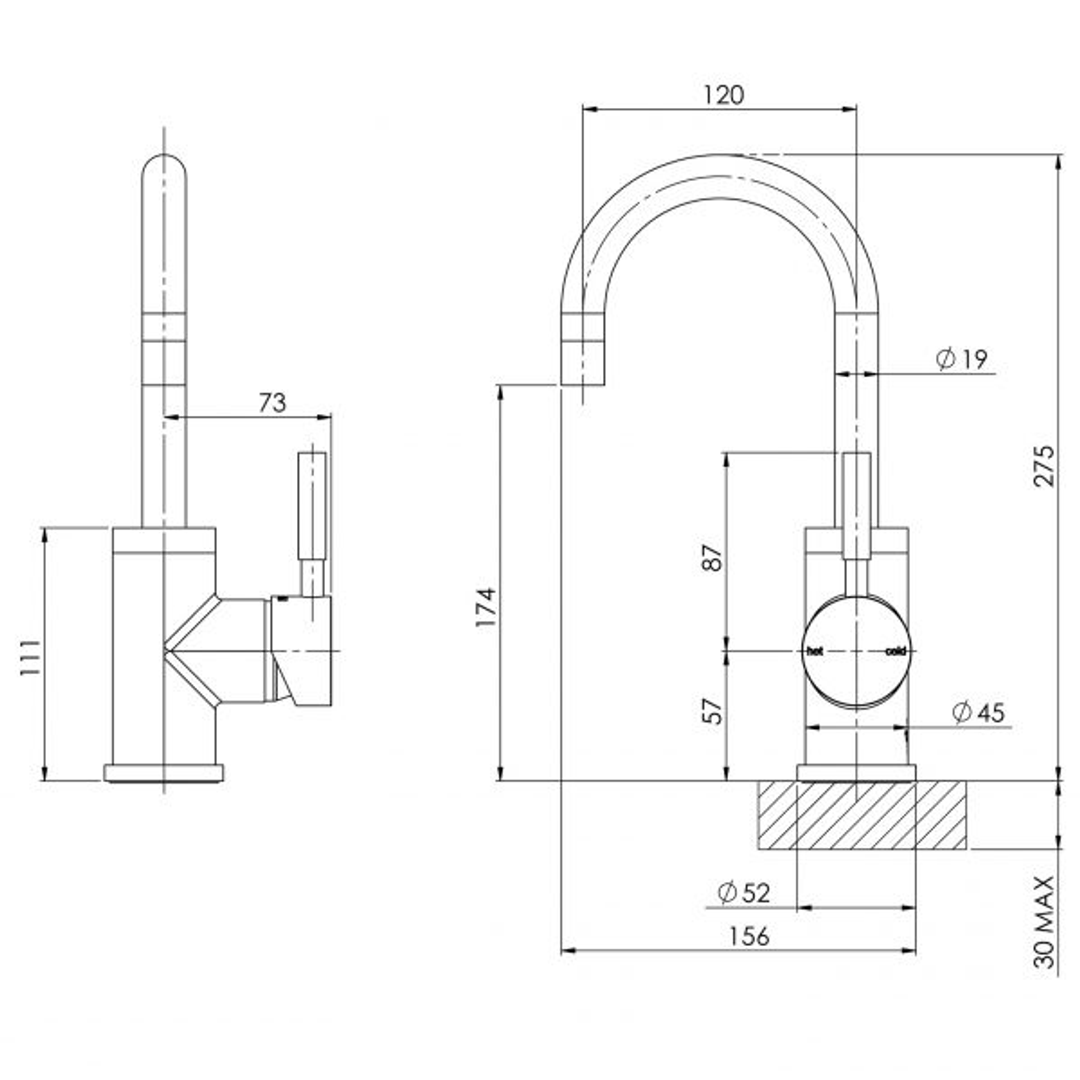 Phoenix Vivid Basin Mixer 120mm Gooseneck - Chrome
