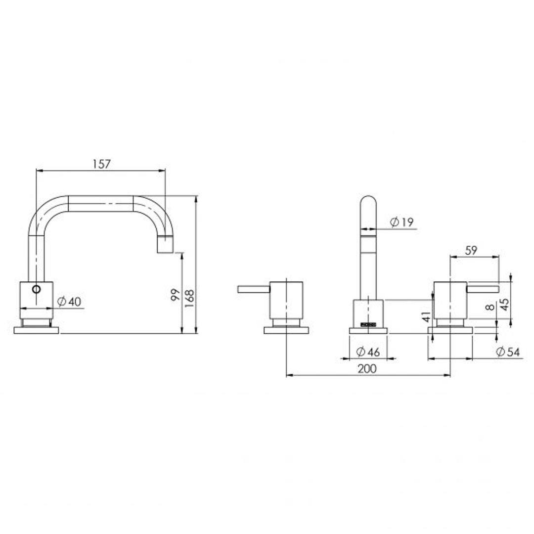 Phoenix Vivid Pin Lever Basin Set Swivel Square Outlet - Chrome