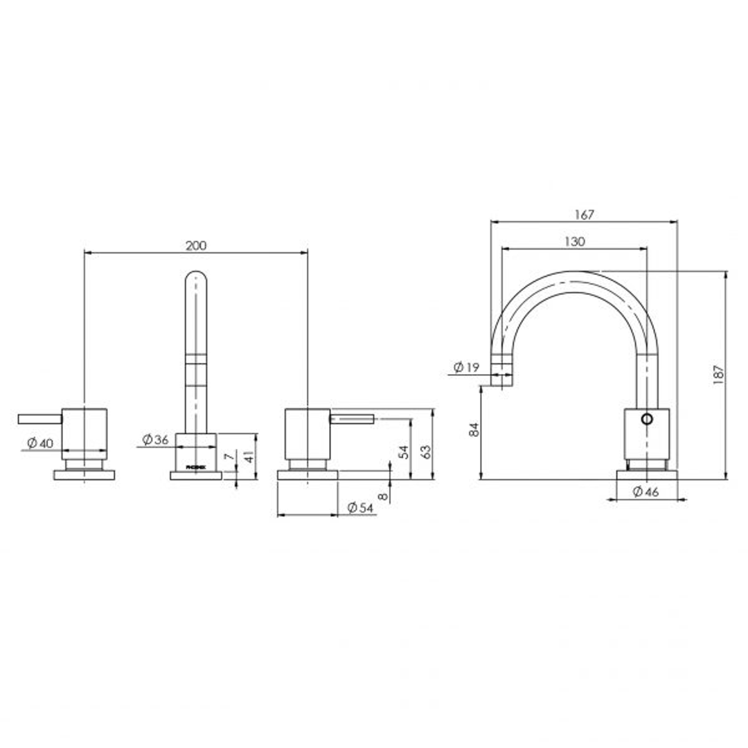 Phoenix Vivid Pin Lever Basin Set Swivel G'Neck Outlet - Chrome