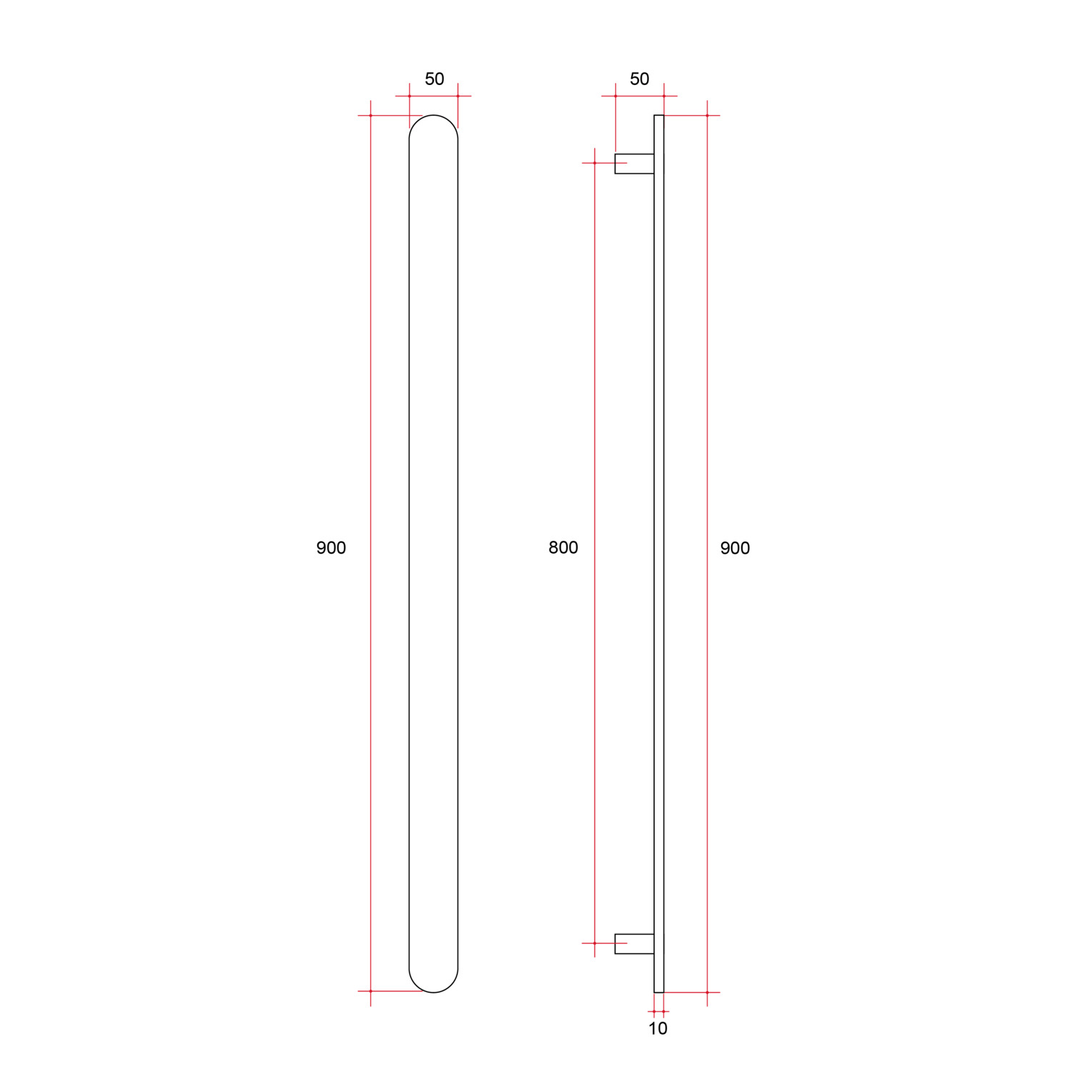 THERMORAIL FLAT/PILL 12VOLT BRUSHED BRASS VERTICAL BAR 900X50X50MM 20WATTS