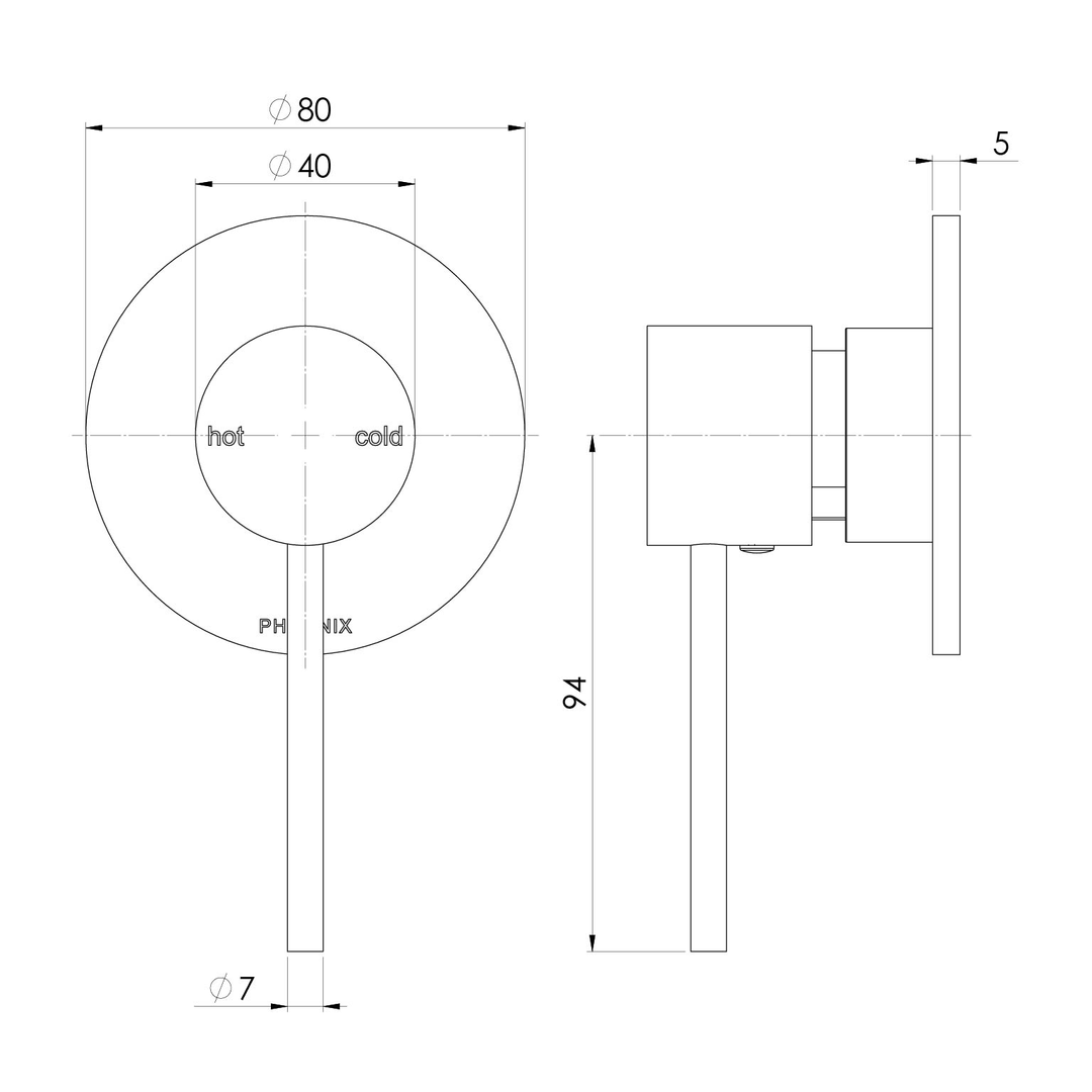 Phoenix Vivid Slimline Switchmix Shower/Wall Mixer Fit-Off Kit - Brushed Nickel