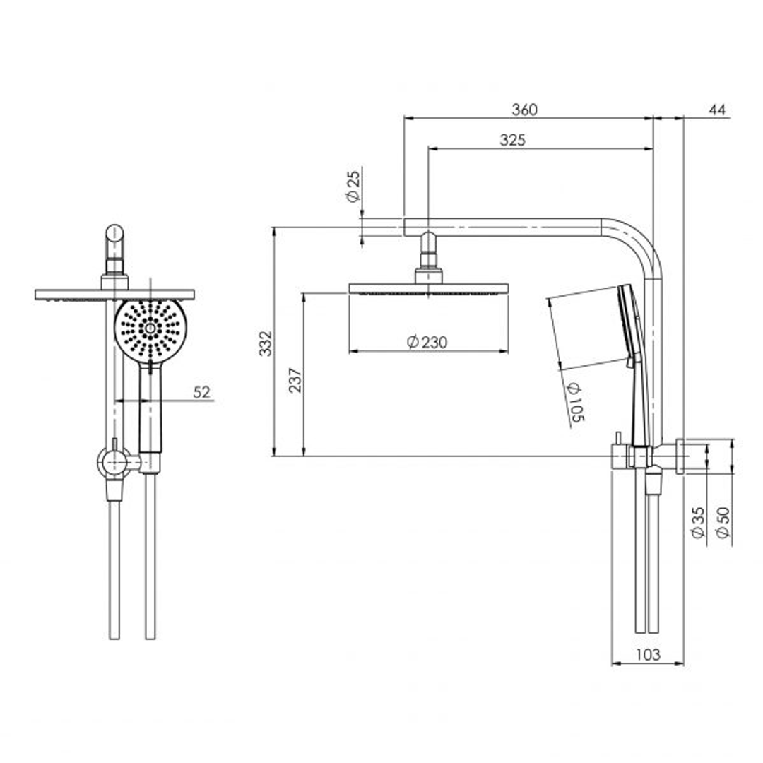 Phoenix Vivid Slimline Compact Twin Shower - Brushed Carbon