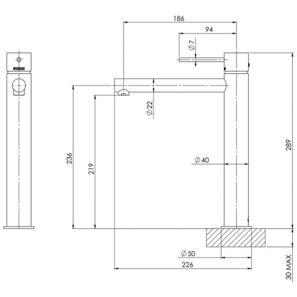 Phoenix Vivid Slimline Vessel Mixer Brushed Carbon